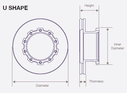 DWTR0002 Air Disc Rotor for Bendix 150mm U-Shape Brake