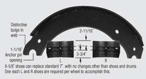 4515-XEM3 New Steel Brake Shoe or Brake Shoe Kit 16.5" diameter