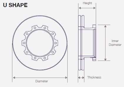 DWTR0001 Air Disc Rotor for Bendix 138mm U-Shape Brake